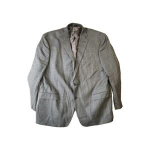 Lauren Ralph Lauren Men Blazer 48R Gray Silk Wool Houndstooth Classic Button